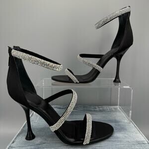 NEW Marc Fisher Carita Ankle Strap Heeled Sandals Black Size 8M
